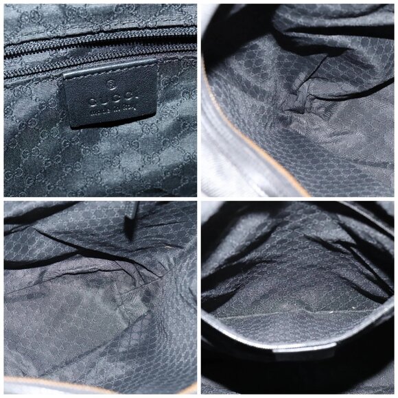 GUCCI Web Sherry Line Shoulder Bag Canvas Black Gold 73884 Auth gh324 - Picture 14 of 15